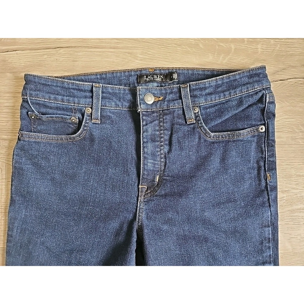 Lauren Ralph Lauren Women's Black Label Fray Hem Denim Jeans Sz 10 Straight Leg - Picture 2 of 8